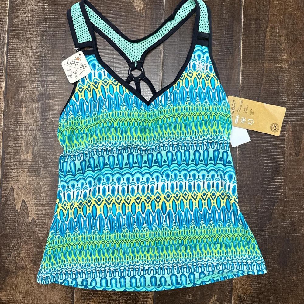 ZEROXPOSUR Sun Smart Action Tankini Multicoloured Blue Tank Top